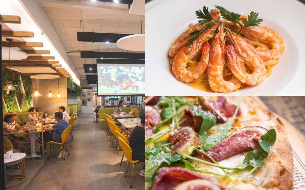 台北美食｜漫時生活Leisure time～內湖超大坪數義式餐廳，手工現作義式披薩必點、海膽明太子鮮蝦義大利麵也大推。捷運港墘站推薦美食、台北聚餐推薦 @麥仔の食尚生活